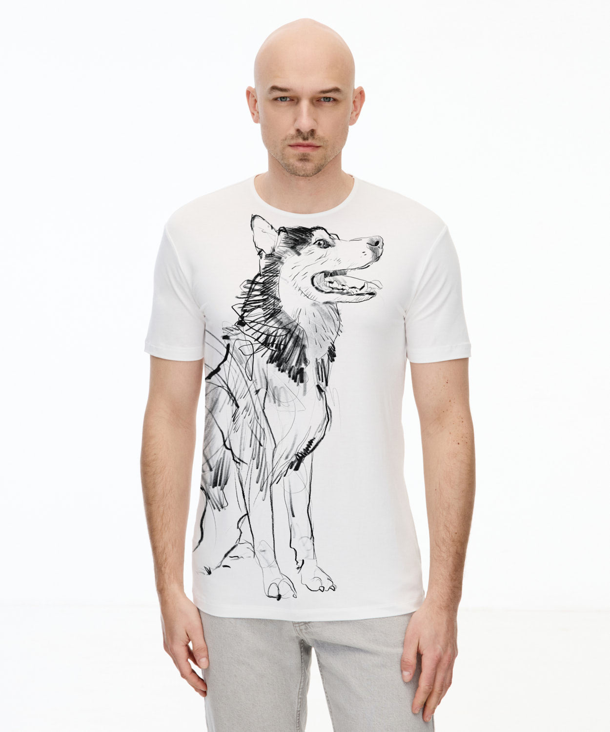 Koszulka męska - Husky Syberyjski - No. 2 - Biała