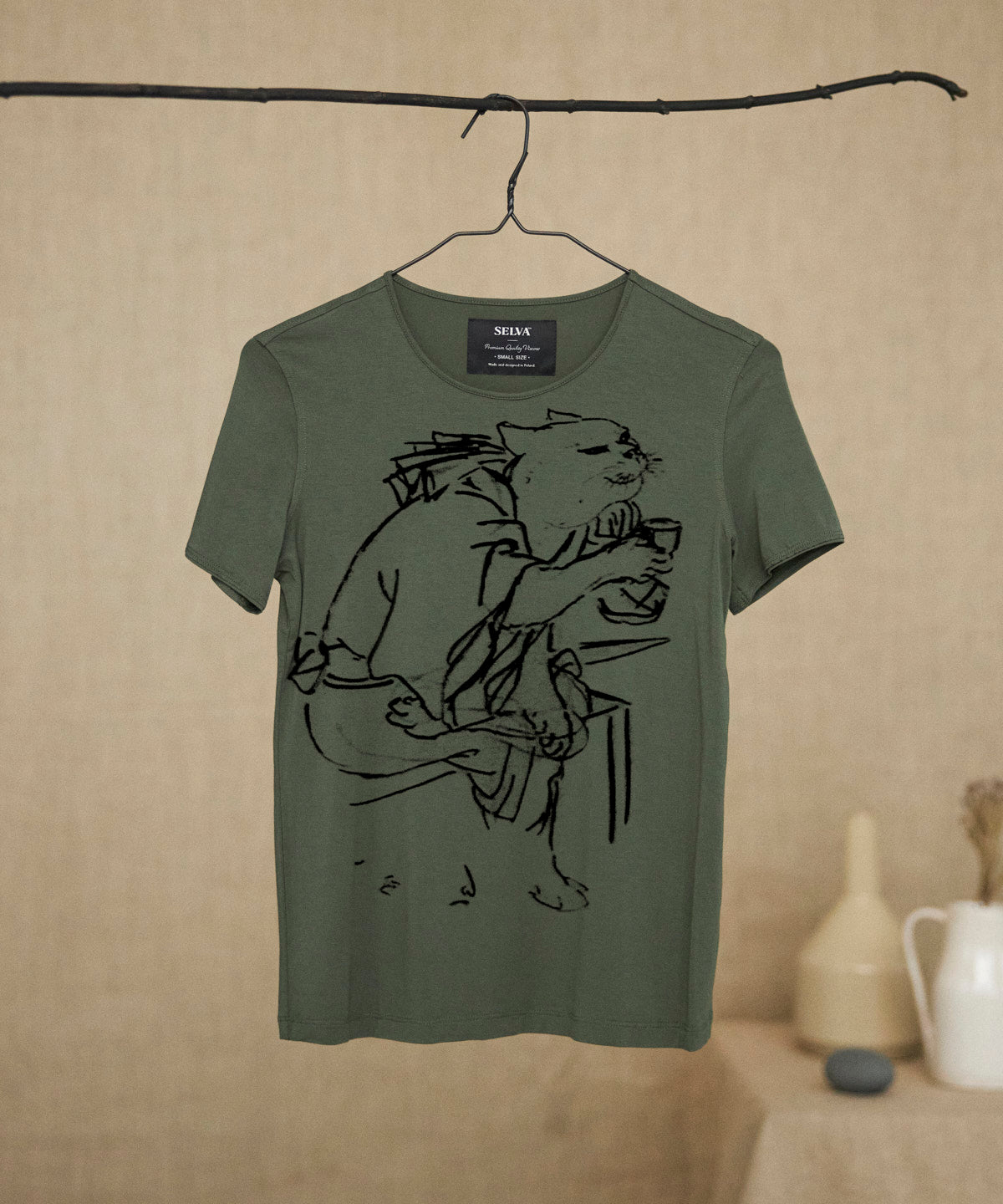 Unknown artist sketch no. 55 khaki t-shirt woman