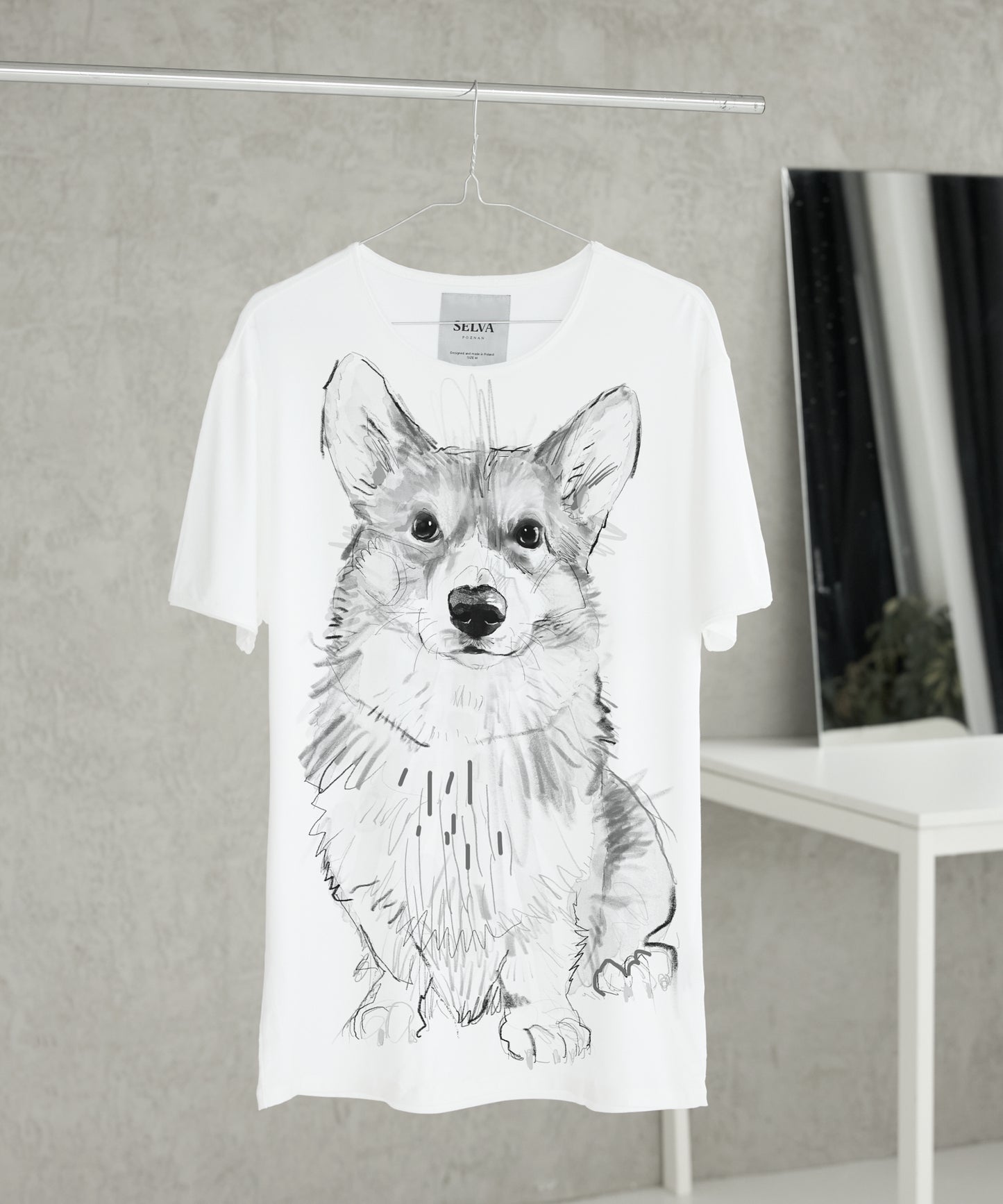 Koszulka męska - Welsh Corgi Pembroke - wzór 1 - Biała