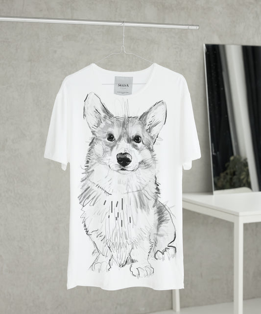 Koszulka męska - Welsh Corgi Pembroke - wzór 1 - Biała
