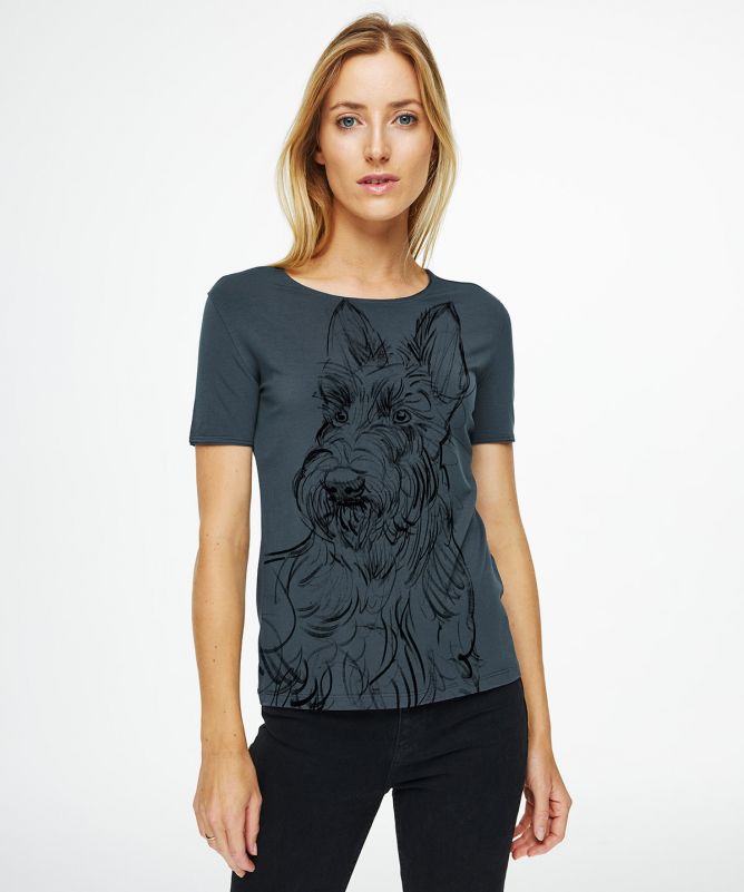 Scottish Terrier dark cool gray t-shirt woman