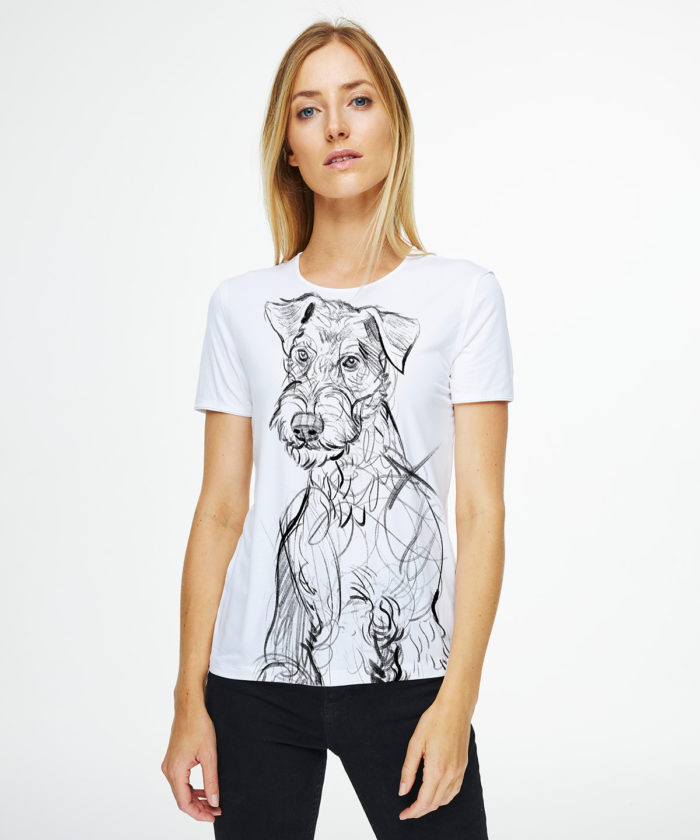 Airedale Terrier white t-shirt woman