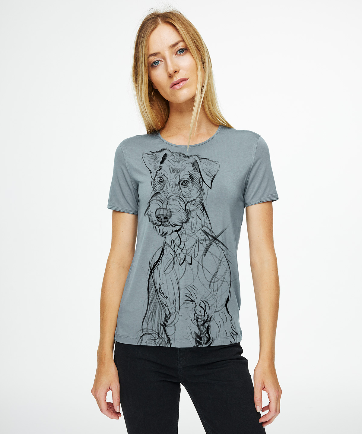 Airedale terrier storm cloud t-shirt woman