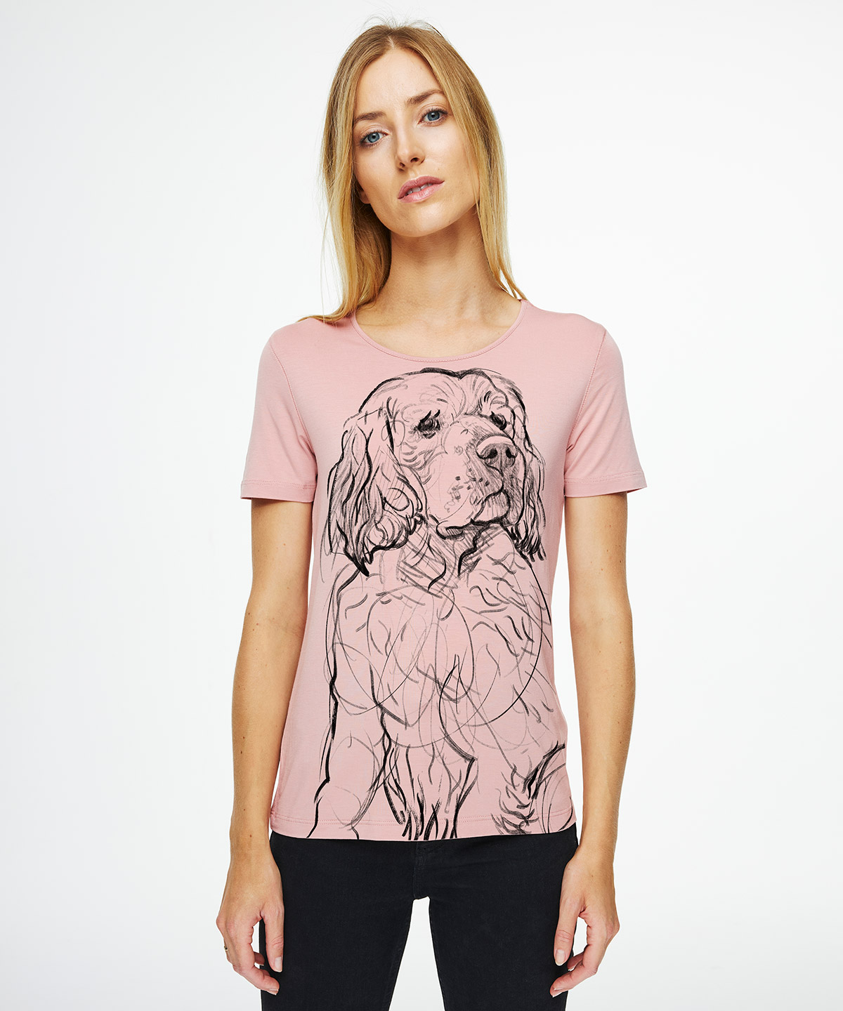 Clumber Spaniel light pink t-shirt woman