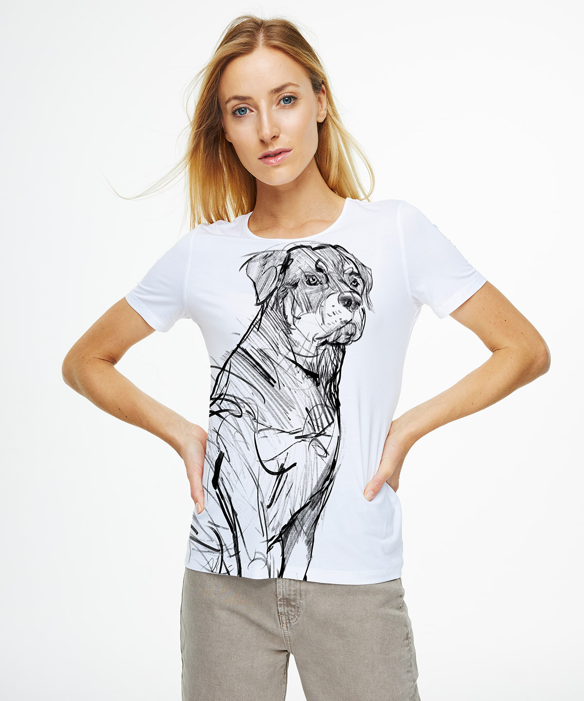 Rottweiler white t-shirt woman