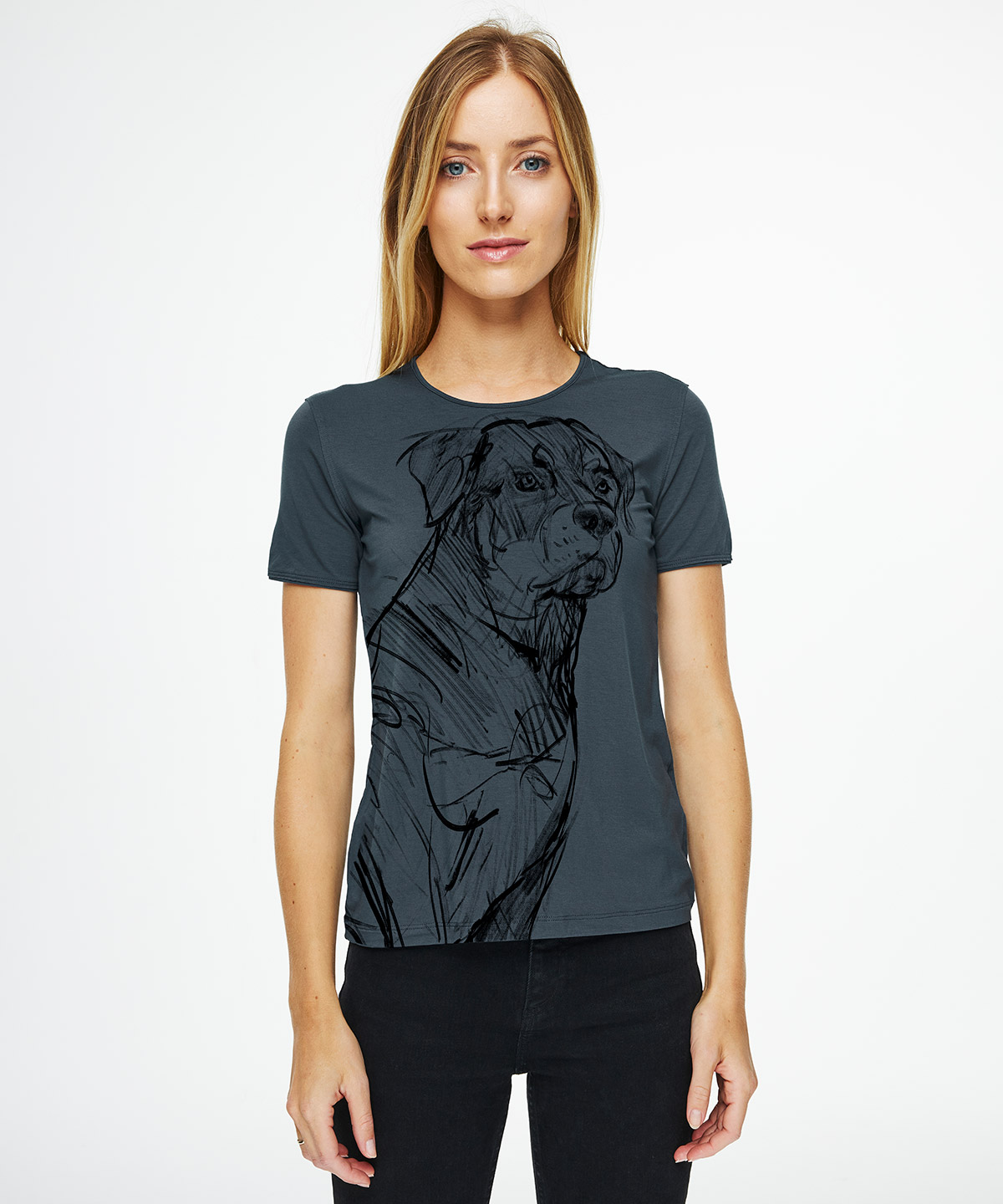 Rottweiler dark cool gray t-shirt woman