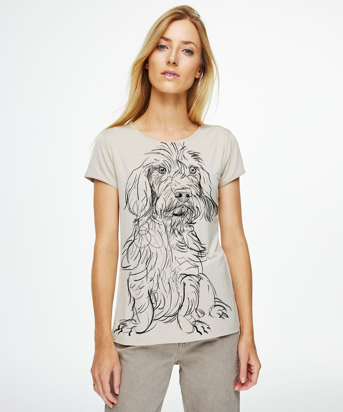 Wirehaired Dachshund hummus t-shirt woman