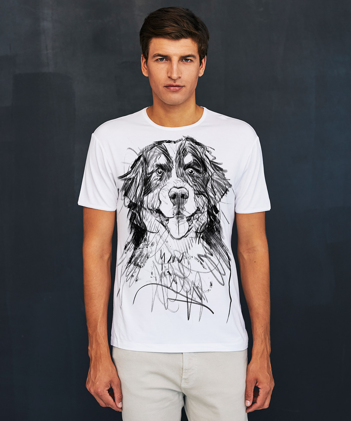 Bernese Mountain Dog white t-shirt MAN