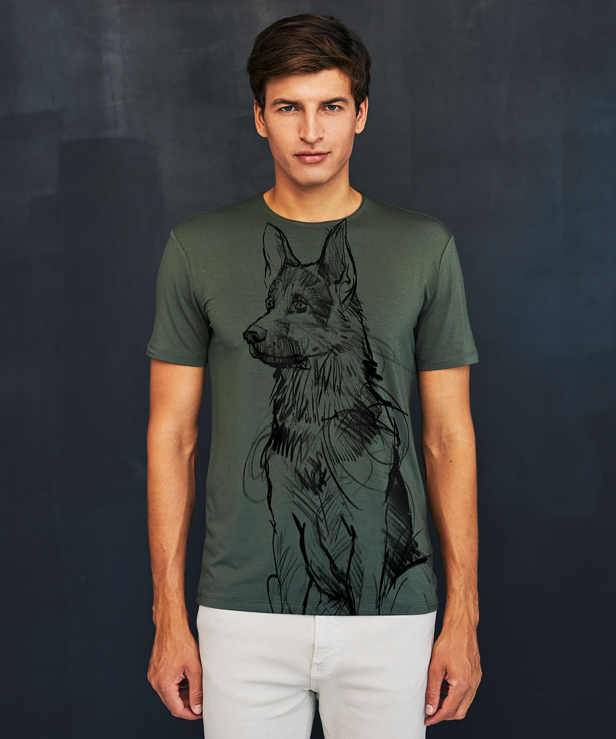German Shepherd khaki t-shirt MAN