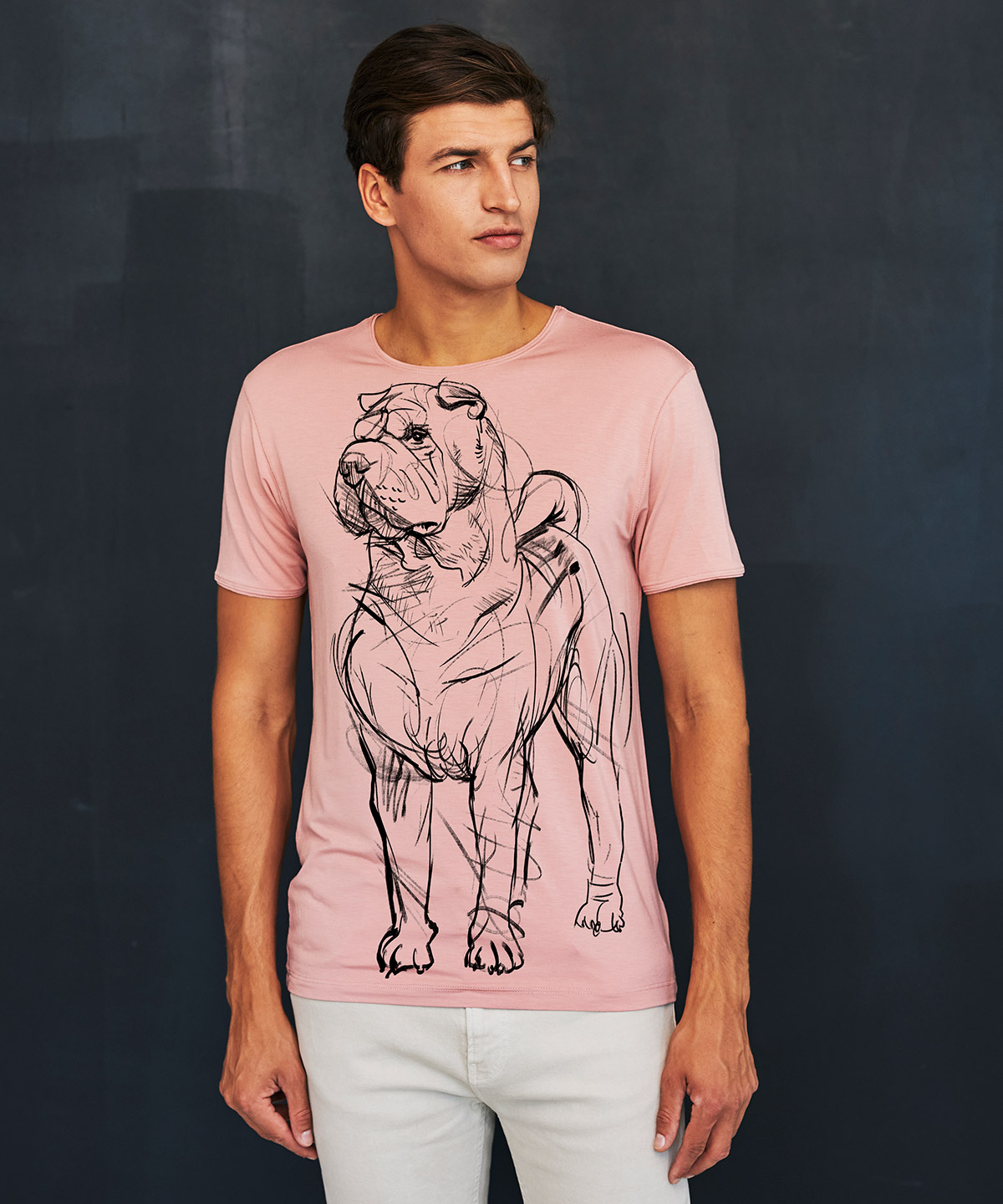 Shar Pei light pink t-shirt MAN
