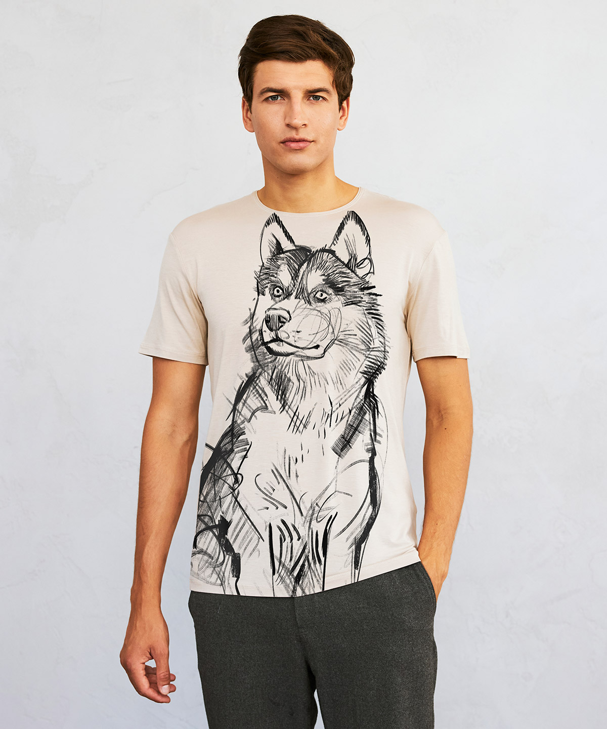 Siberian Husky hummus t-shirt MAN