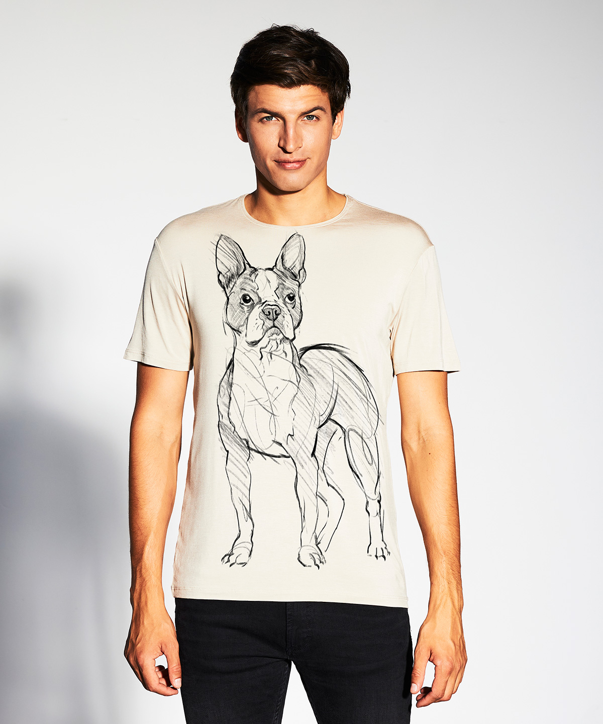 Boston terrier hummus t-shirt MAN