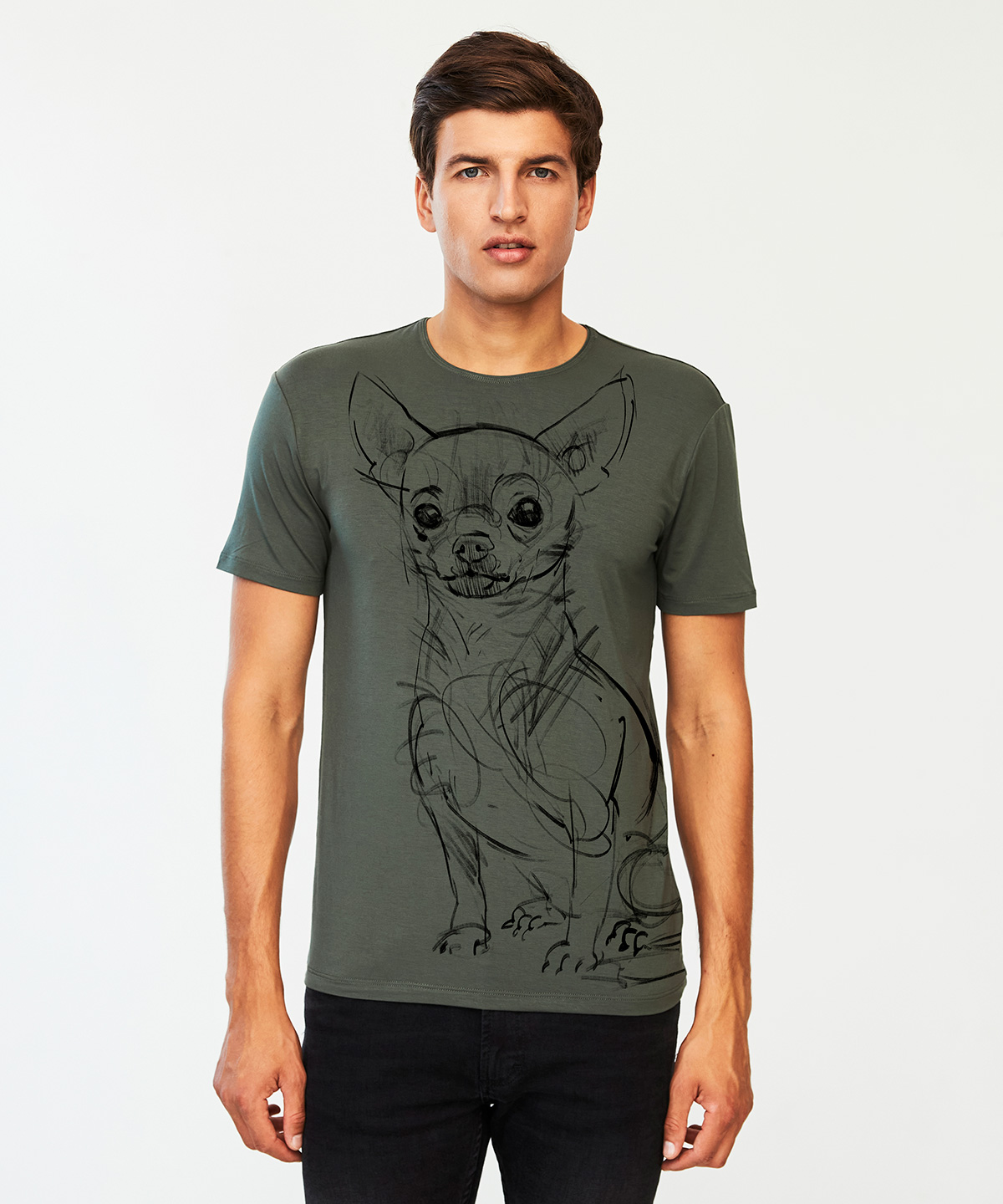 Chihuahua khaki t-shirt MAN