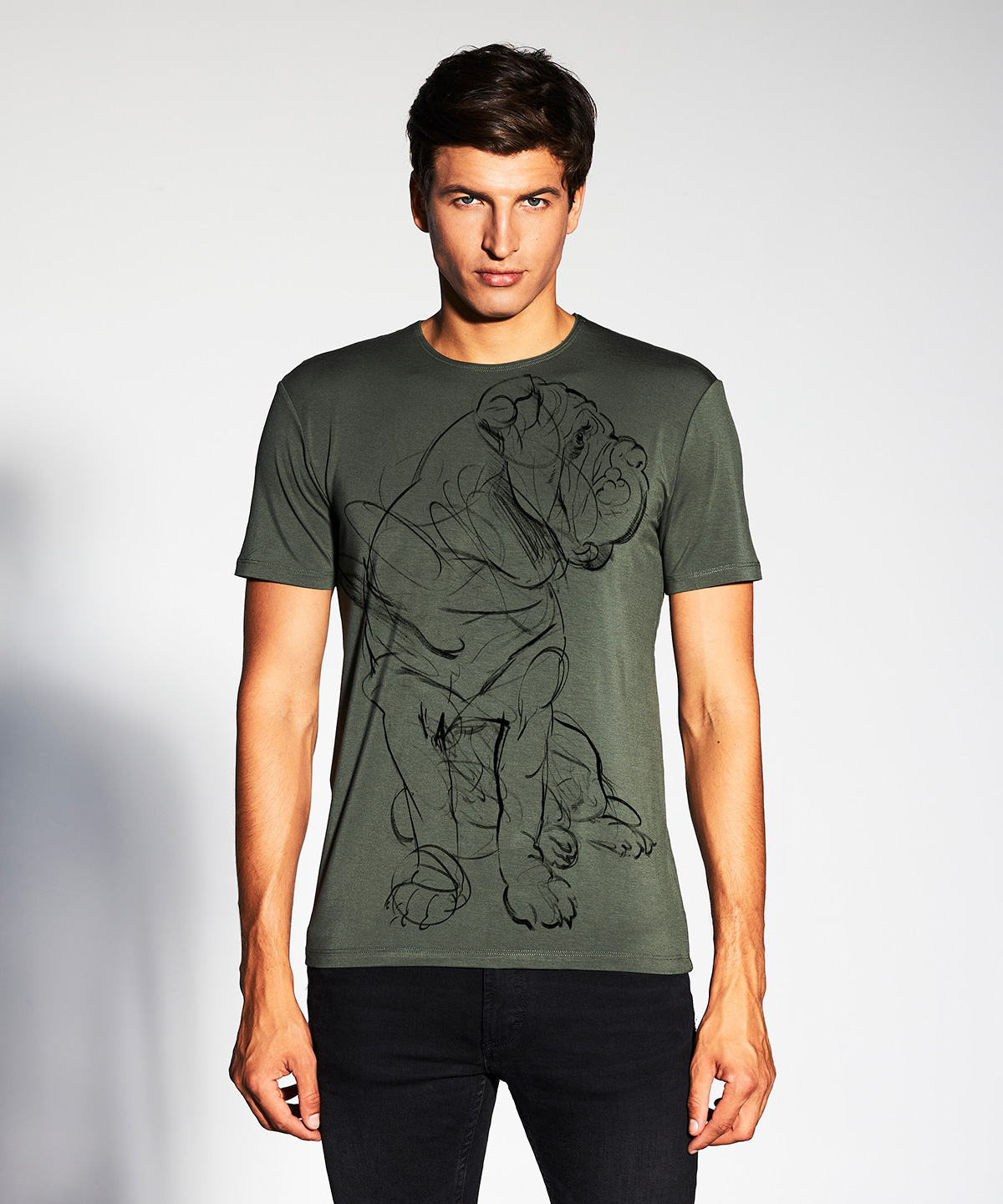 Neapolitan mastiff khaki t-shirt MAN