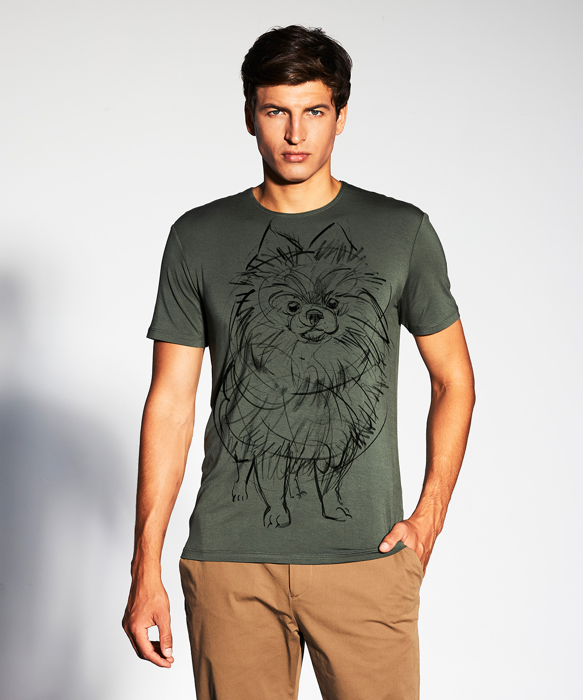 Pomeranian khaki t-shirt MAN