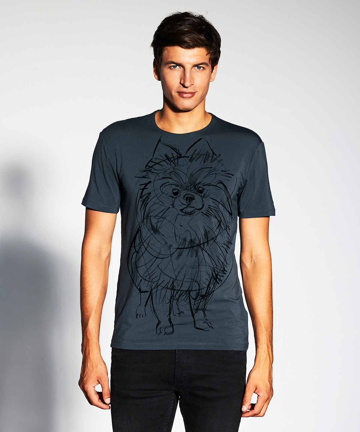 Pomeranian dark cool gray t-shirt MAN