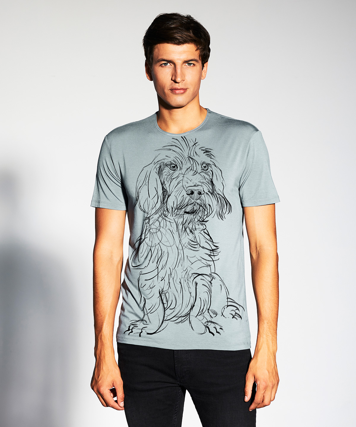 Wirehaired Dachshund storm cloud t-shirt MAN