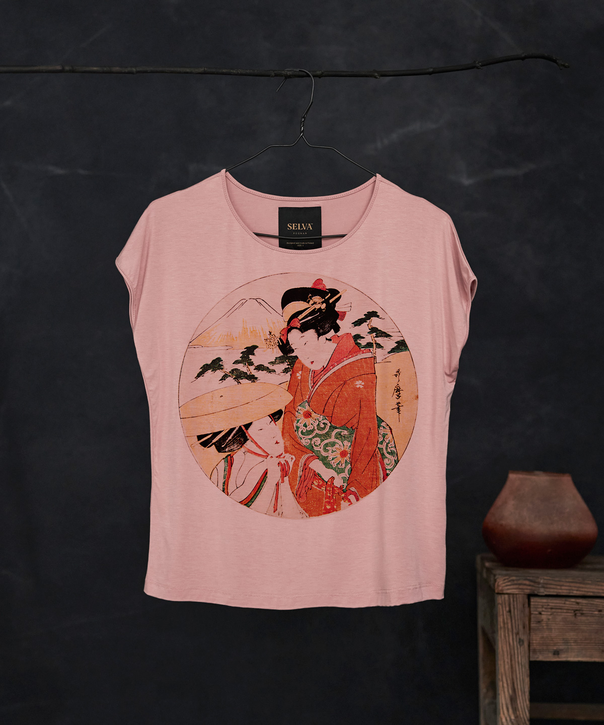 Utamaro geisha no.1 light pink t-shirt woman