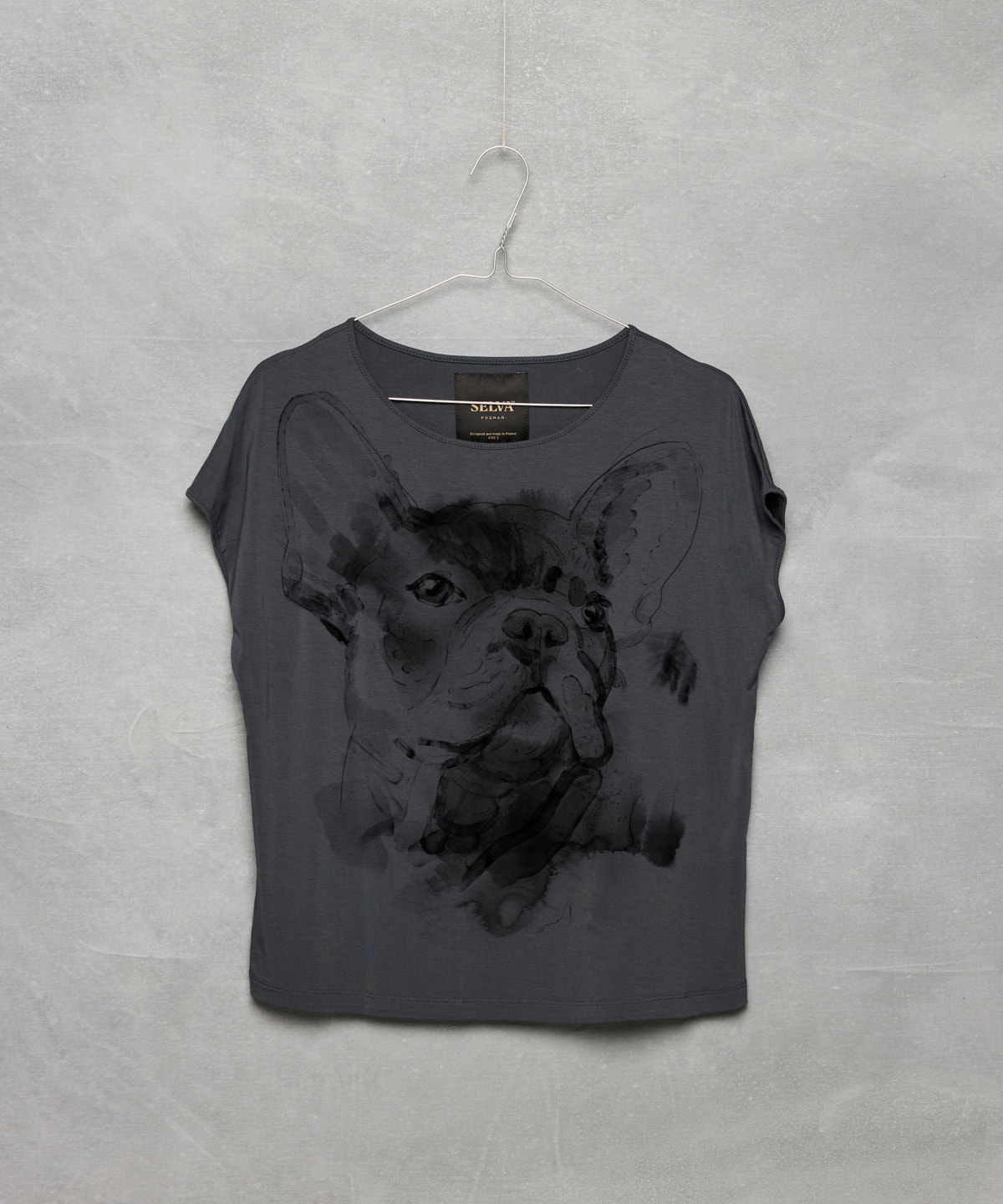 French bulldog dark cool gray t-shirt woman