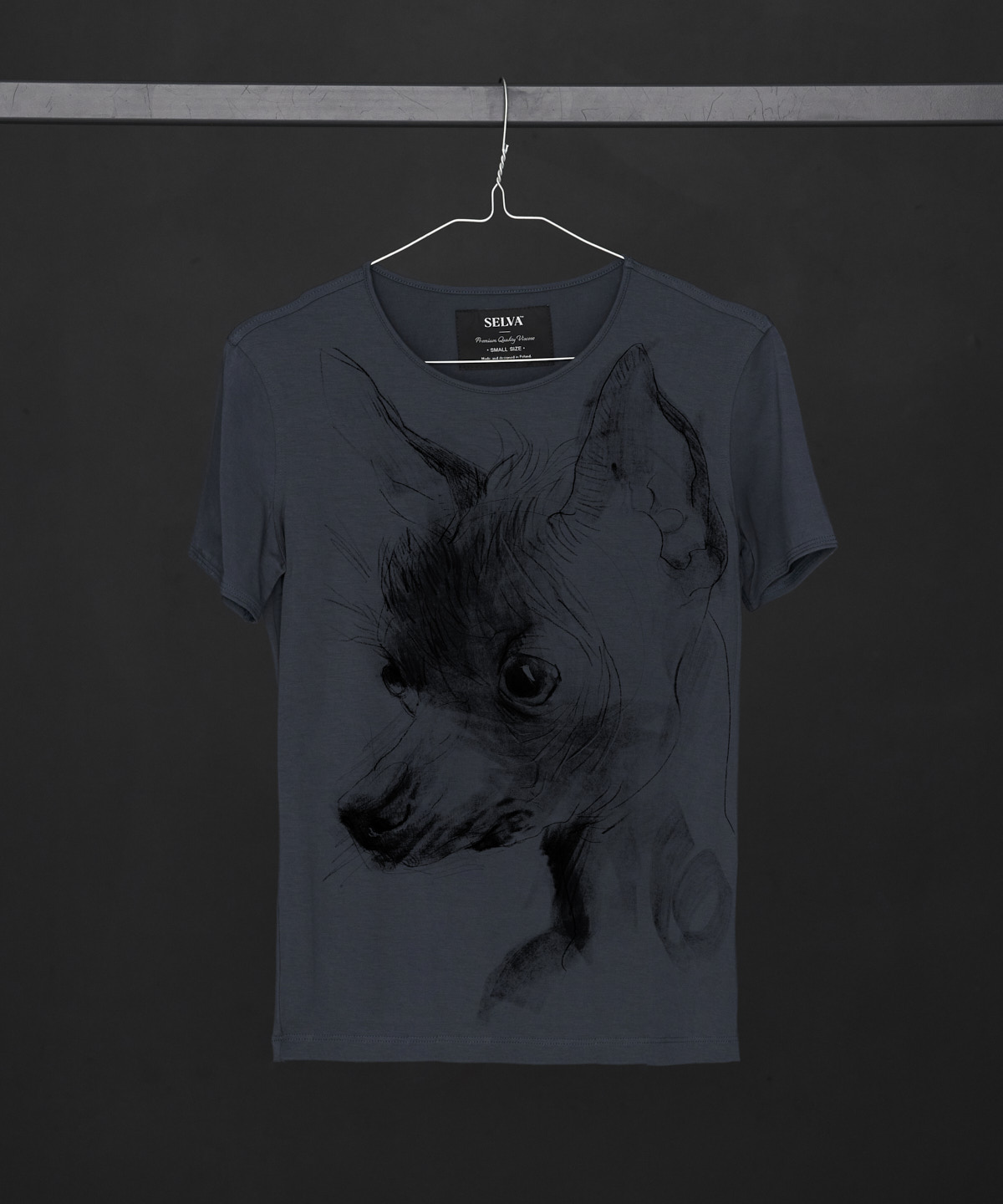 Chinese Crested Dog dark cool gray t-shirt woman