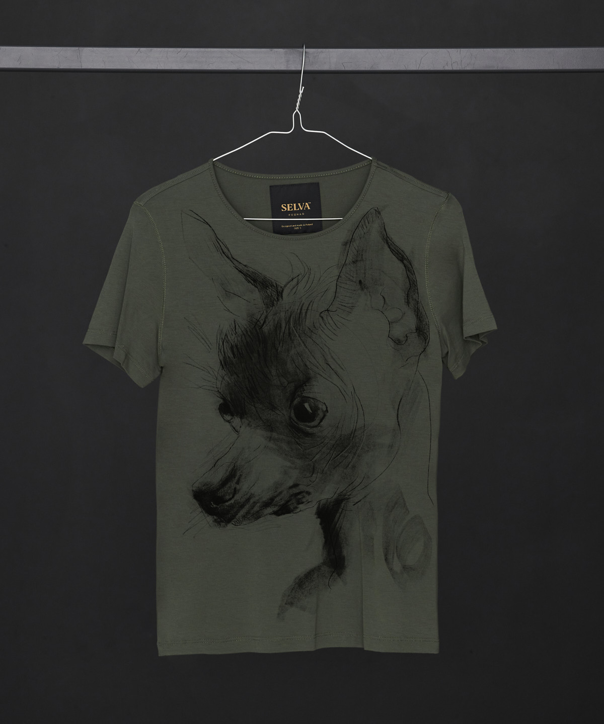 Chinese Crested Dog khaki t-shirt woman