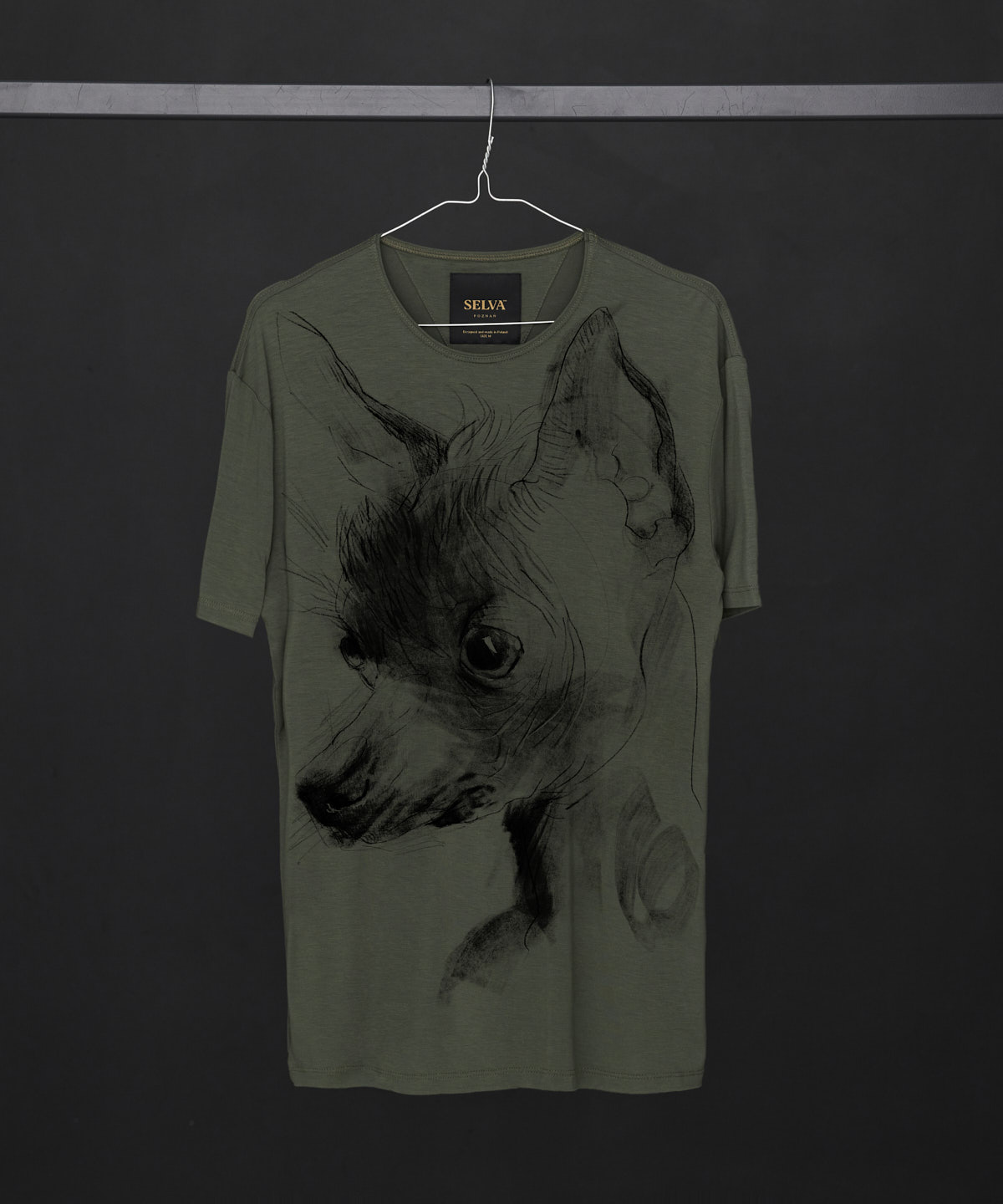 Chinese Crested Dog khaki t-shirt MAN
