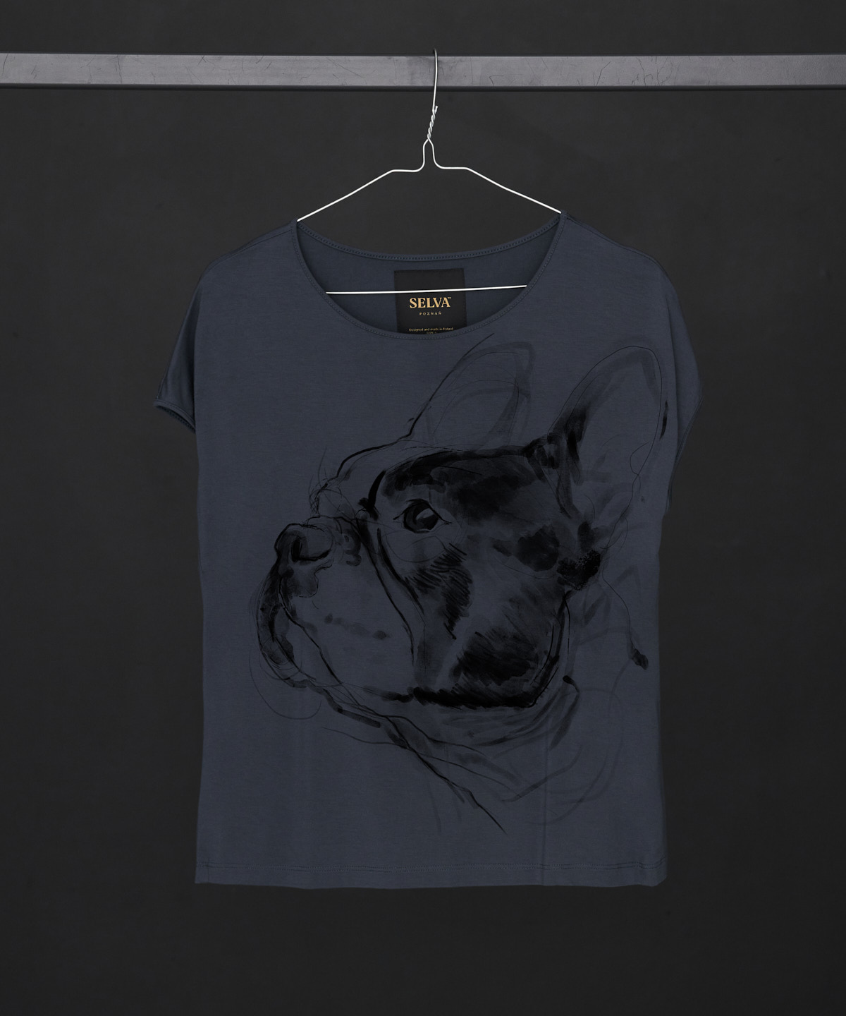 French Bulldog dark cool gray t-shirt woman
