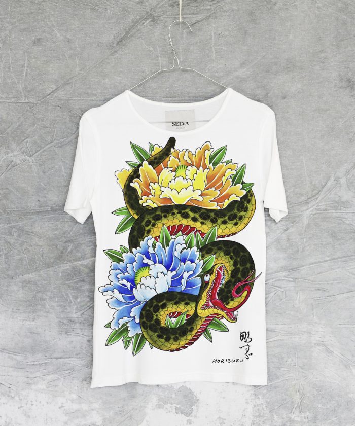 Japan Snake white t-shirt women
