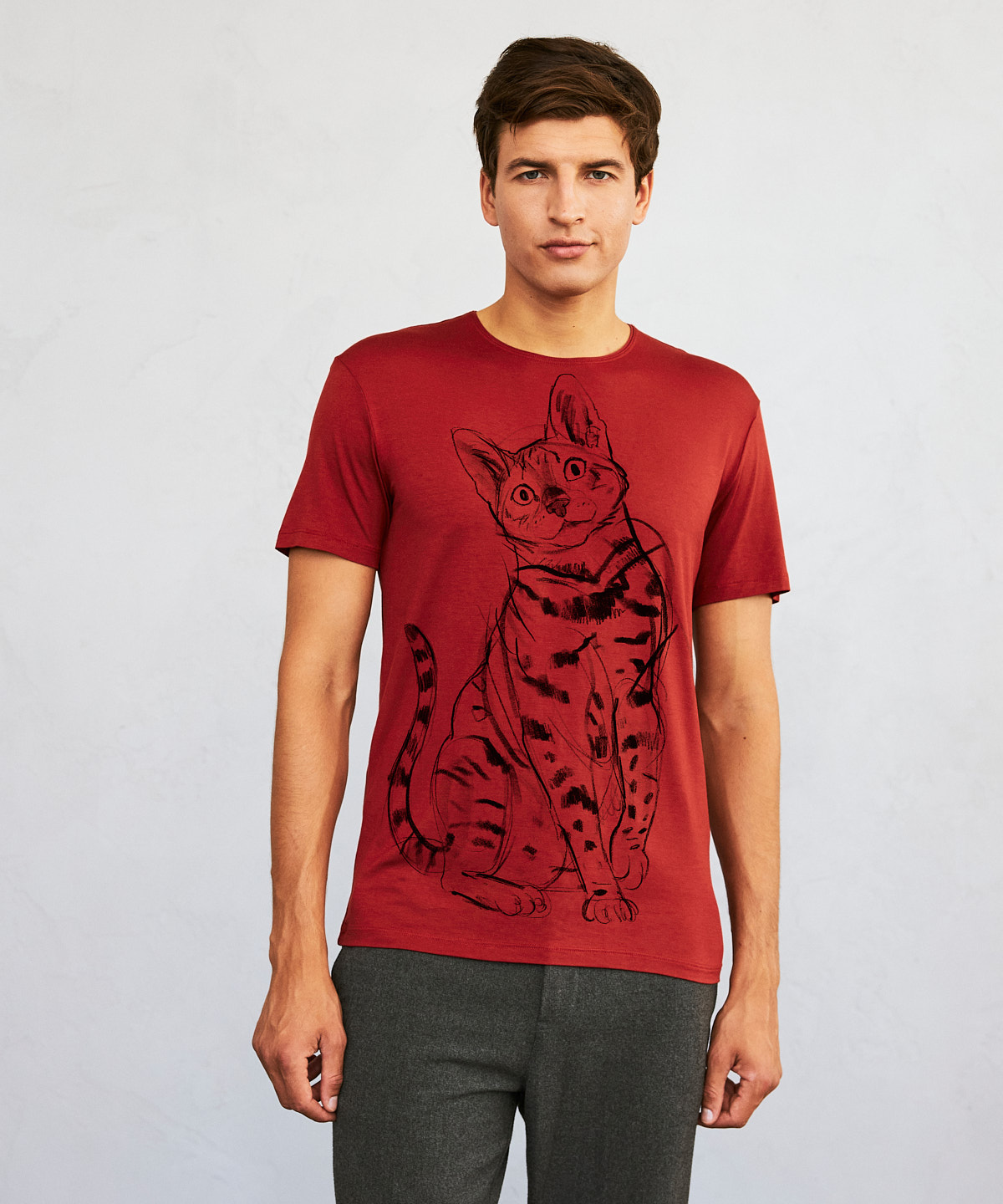 Bengal Cat marsala t-shirt MAN