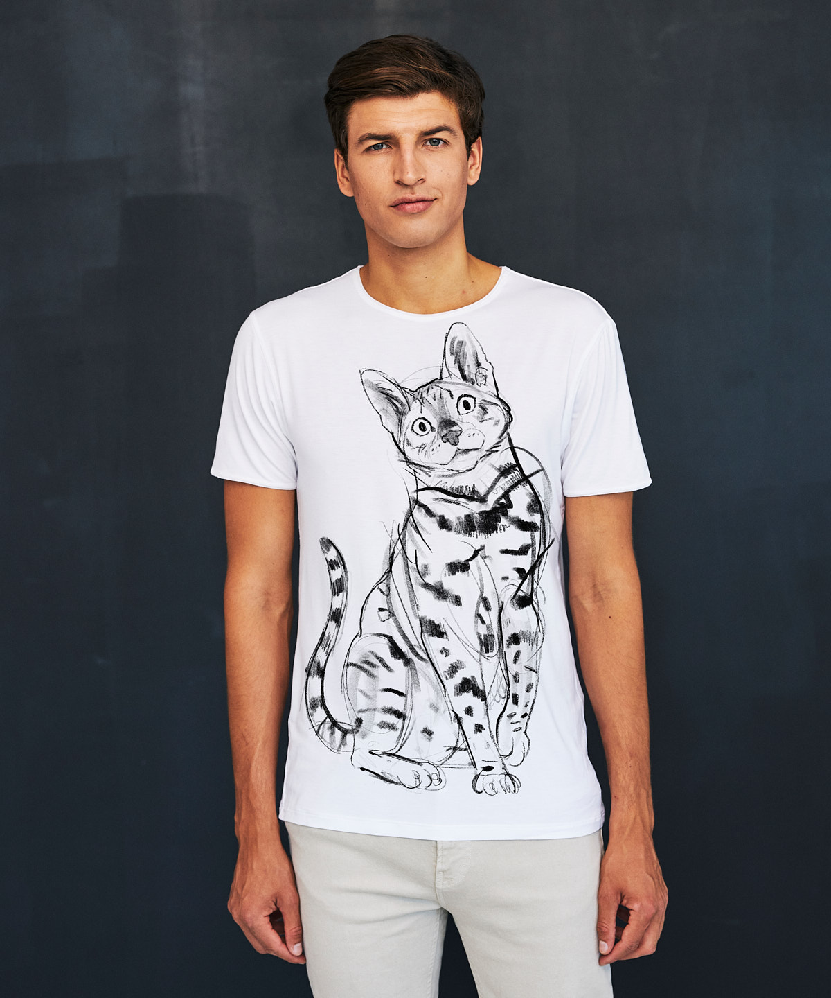 Bengal Cat white t-shirt MAN
