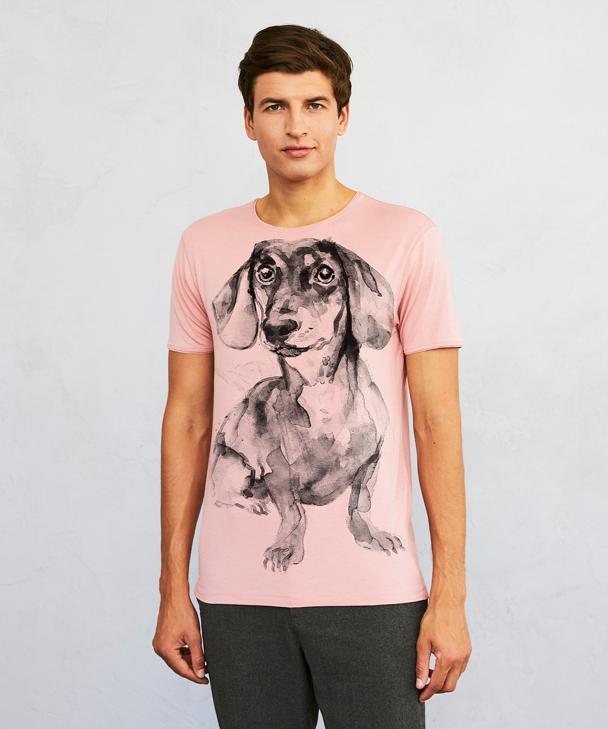 Dachshund no.4 light pink t-shirt MAN