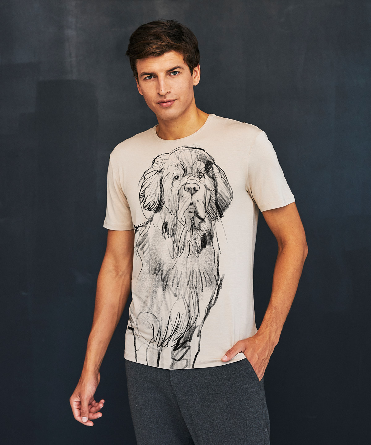Newfoundland Dog hummus t-shirt MAN