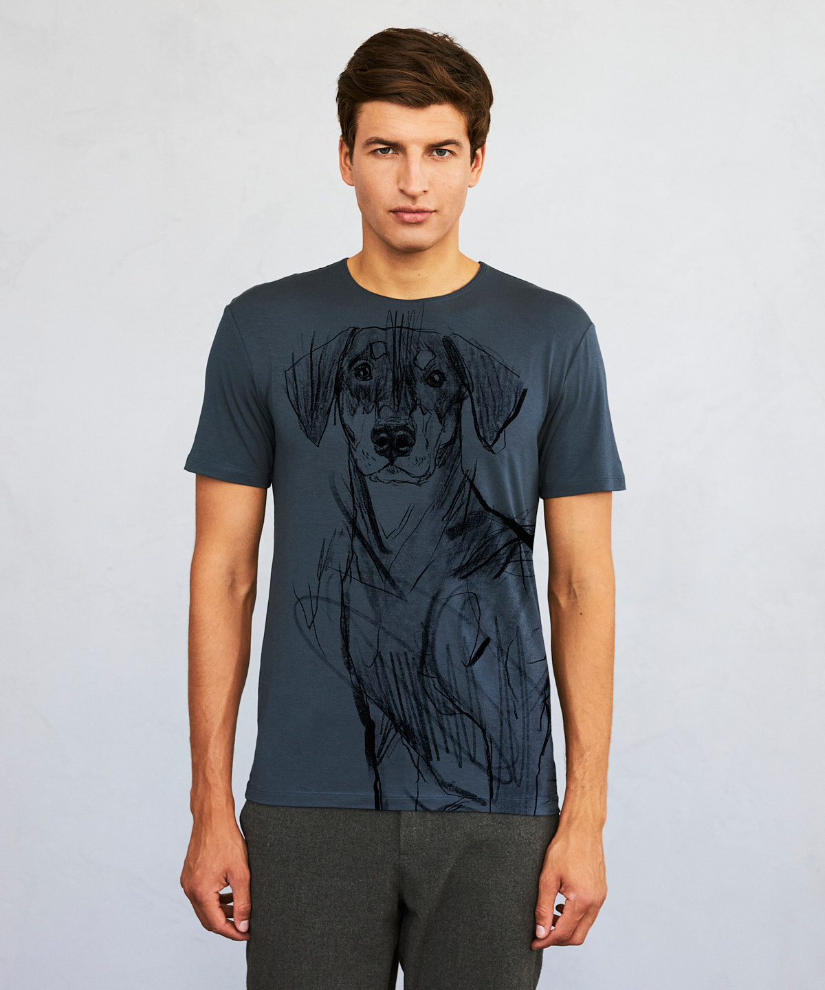 Pincher Dog dark cool gray t-shirt MAN