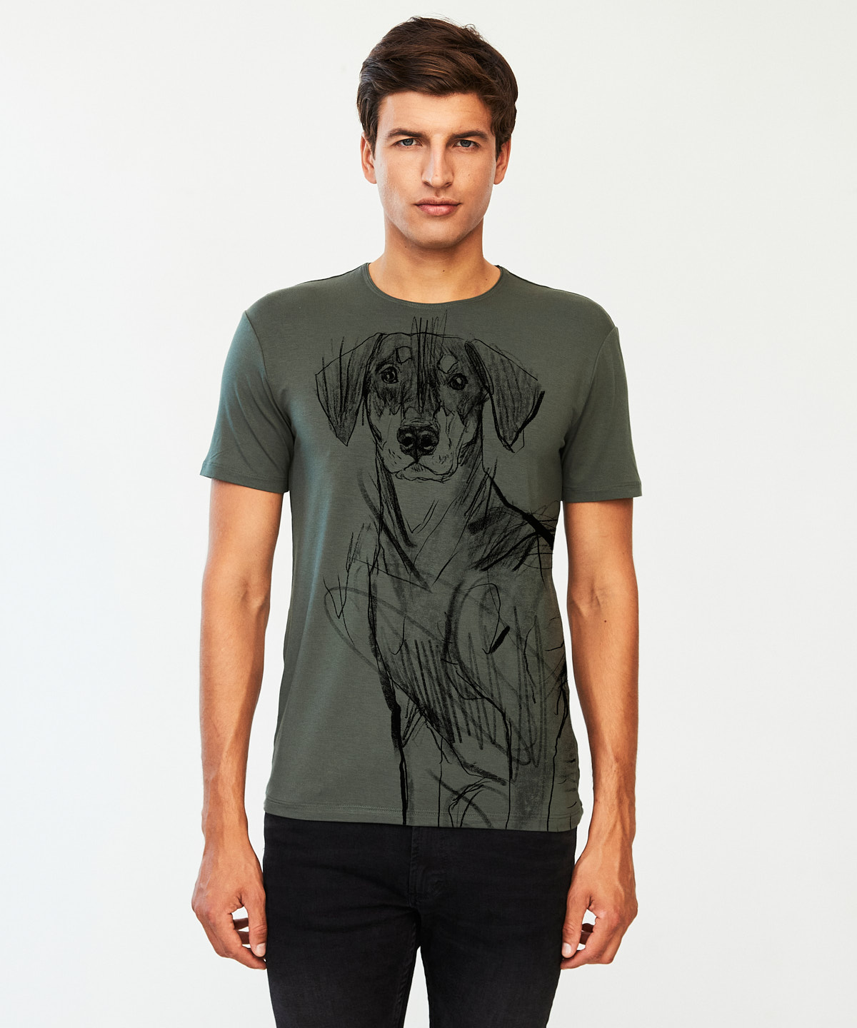 Pincher Dog khaki t-shirt MAN