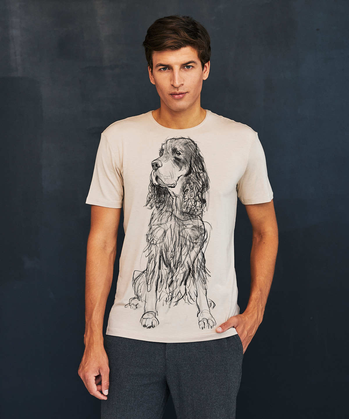 Scottish Setter Dog hummus t-shirt MAN