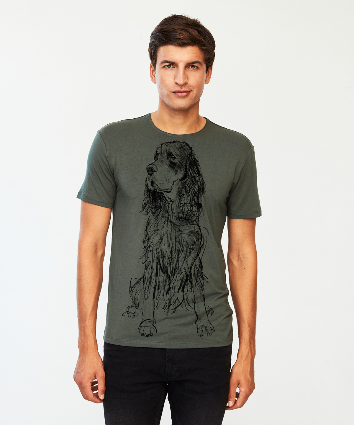 Scottish Setter Dog khaki t-shirt MAN