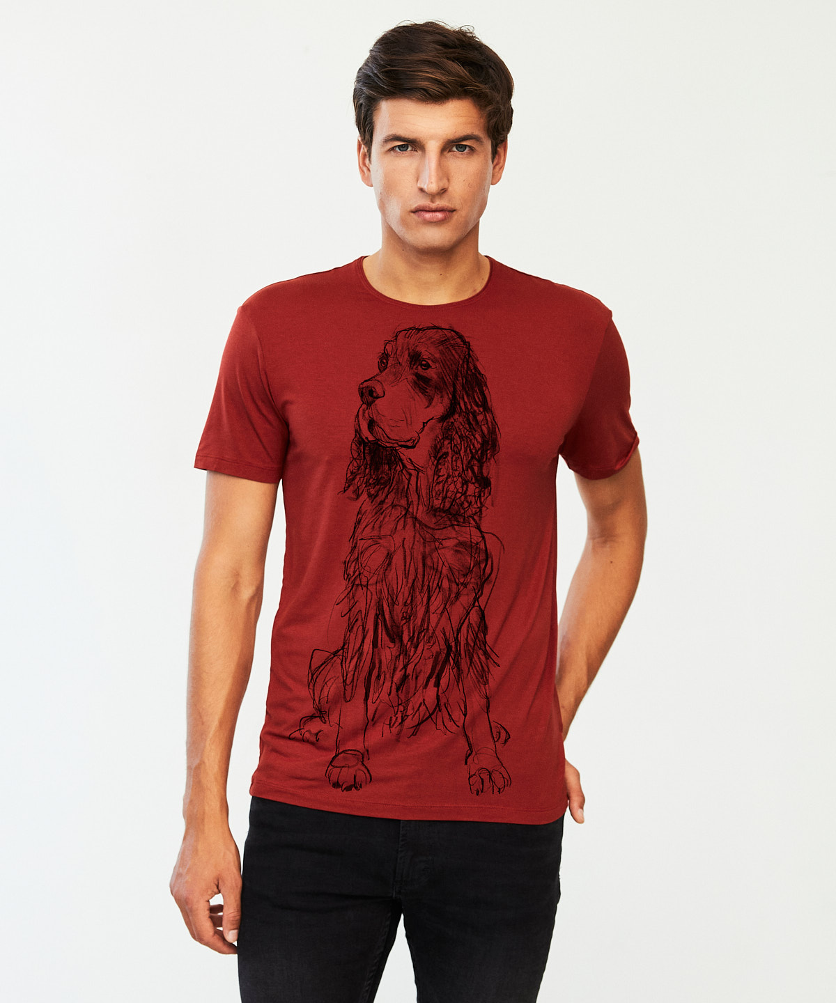 Scottish Setter Dog marsala t-shirt MAN