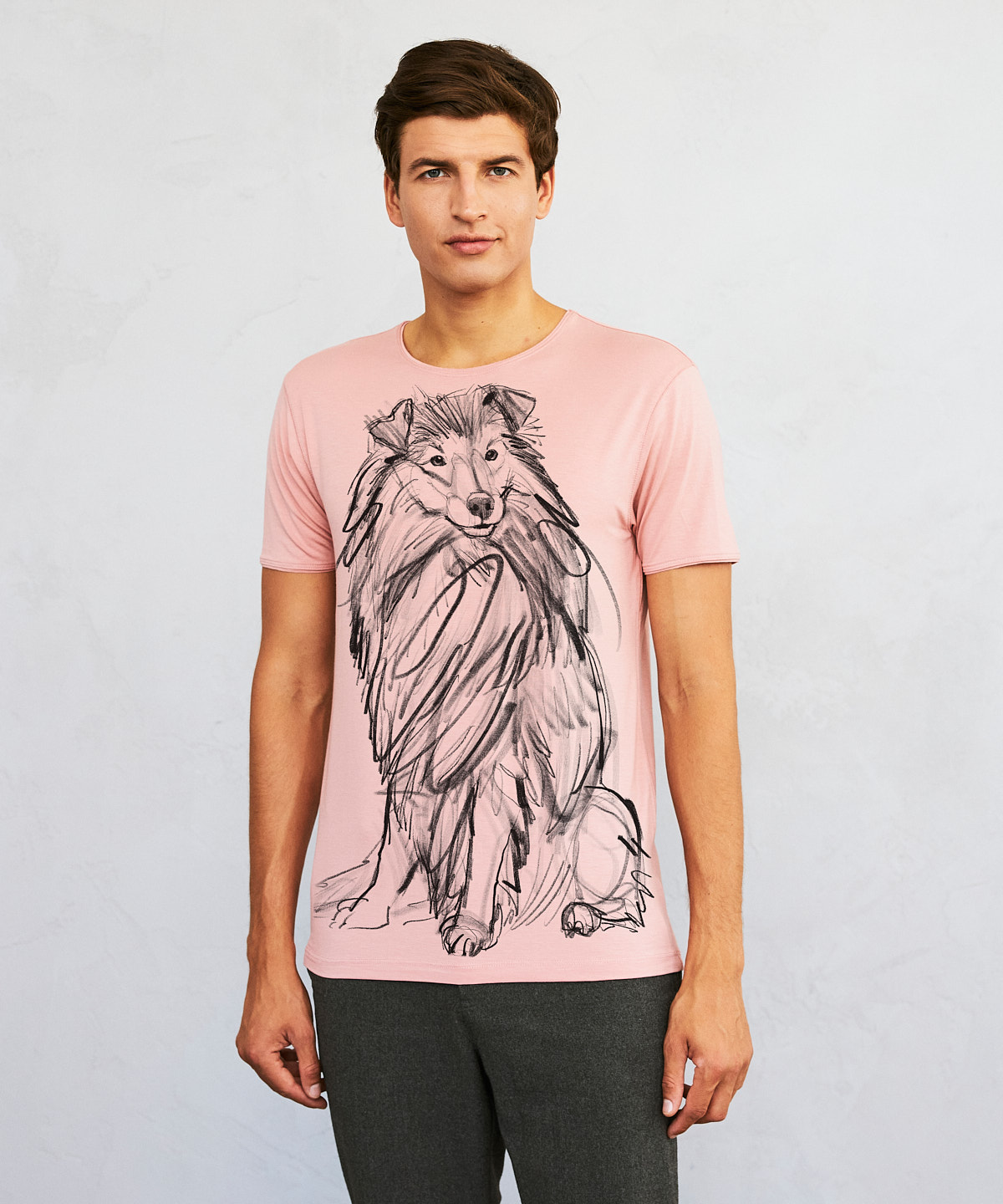 Shetland Sheepdog light pink t-shirt MAN