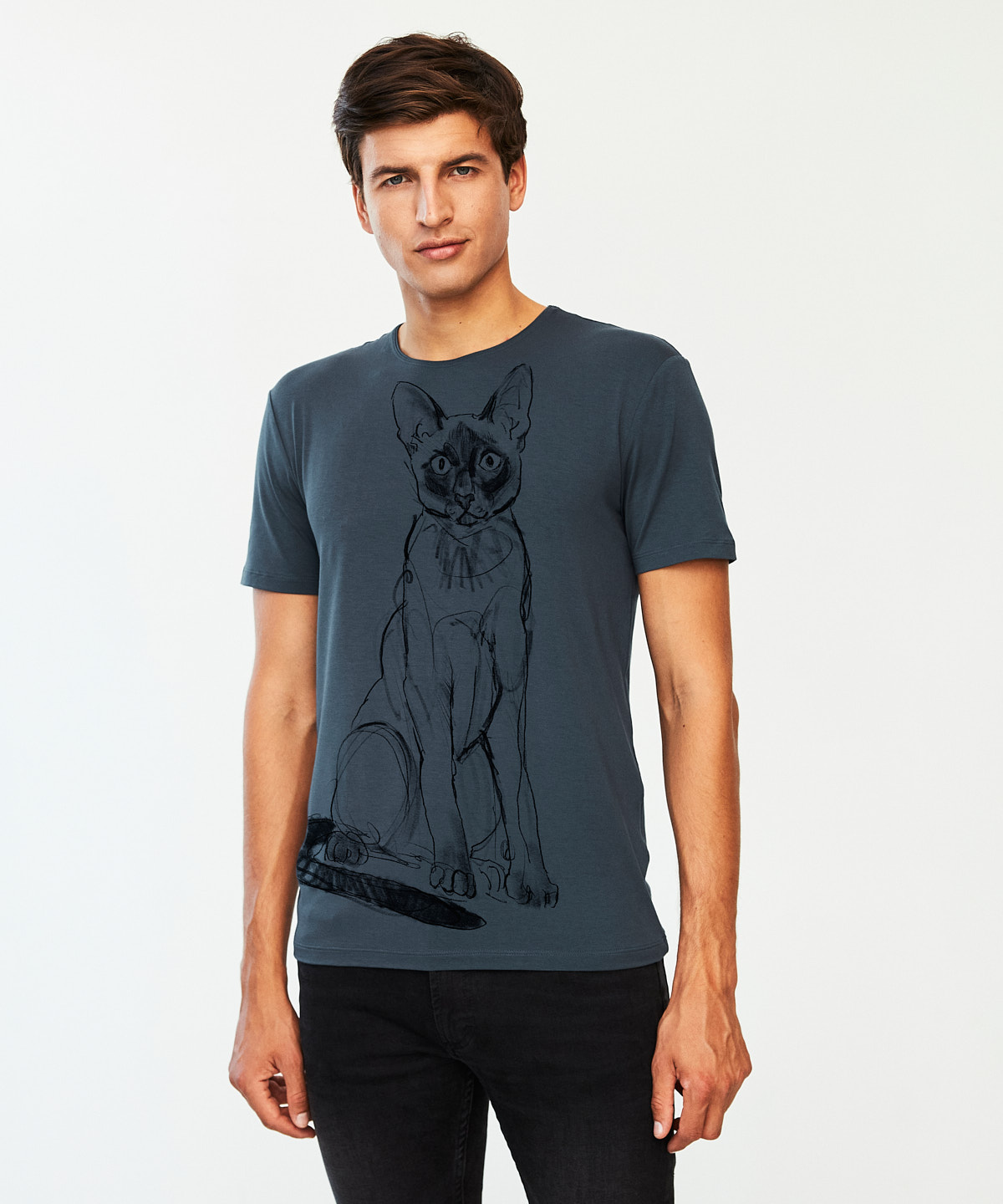 Siamese Cat dark cool gray t-shirt MAN