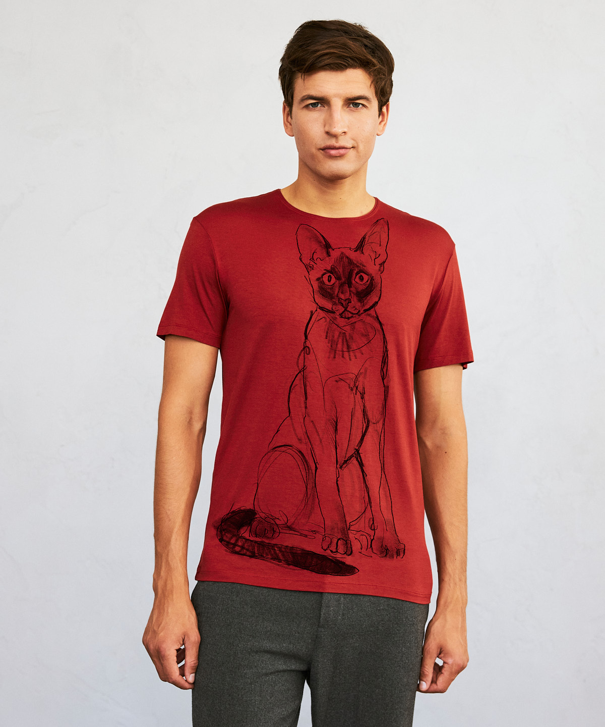 Siamese Cat marsala t-shirt MAN