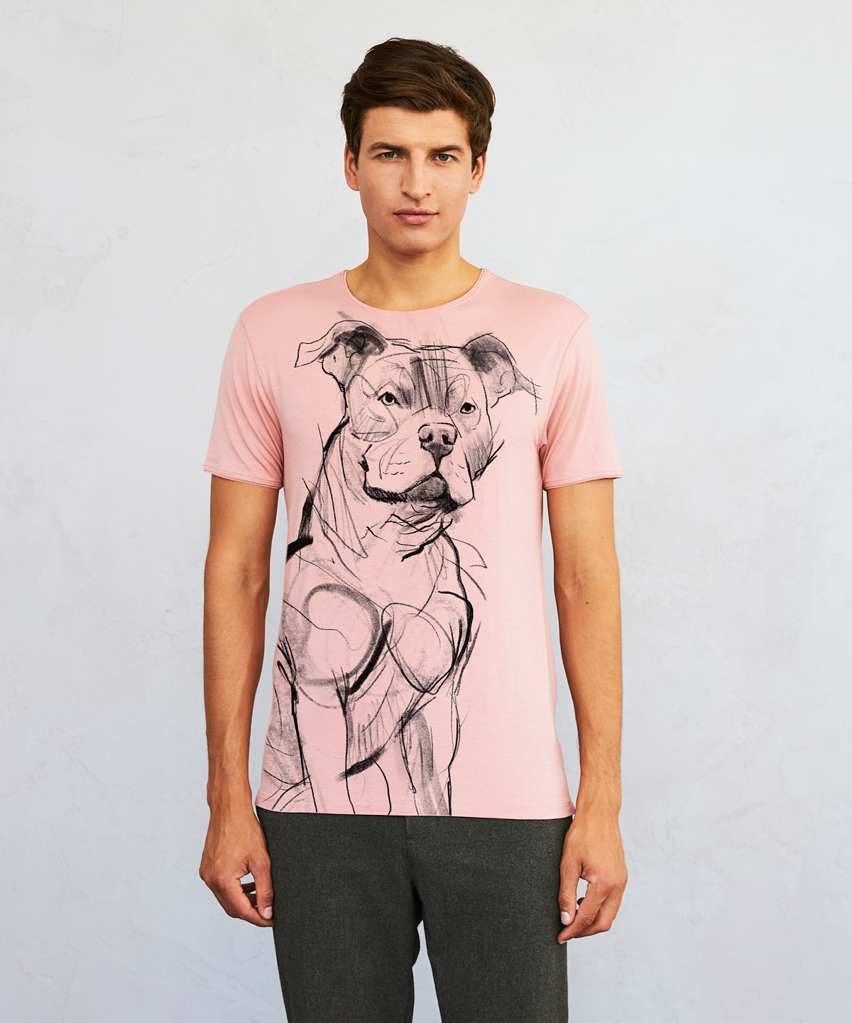 Staffordshire Bull Terrier light pink t-shirt MAN